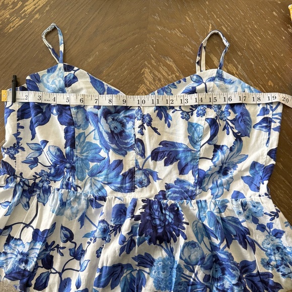 Blue and White Floral H&M Linen Blend Midi Dress. Size XL. - Picture 7 of 8